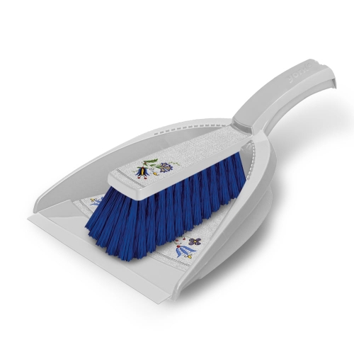 Dustpan with rubber lip with brush FOLK