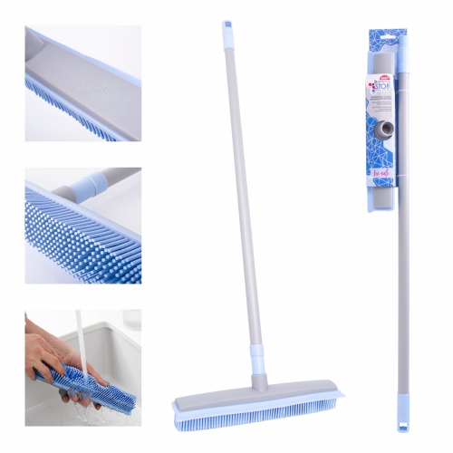 Miotła gumowa YORK do zamiatania podłóg, sierści, włosów 24 cm BACTERIA STOP + kij teleskopowy
