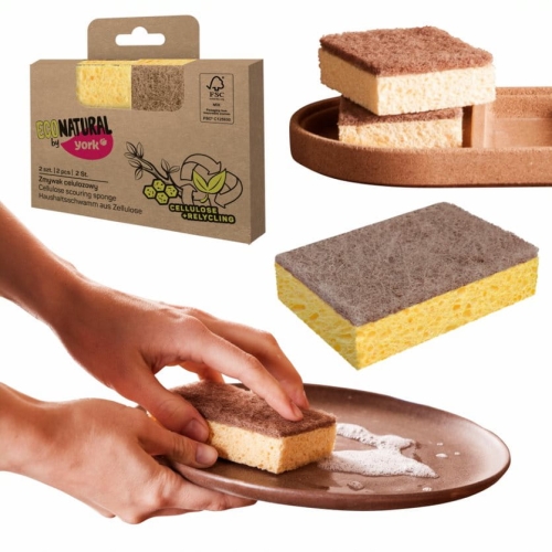 ZMYWAK KUCHENNY YORK 2 szt. celulozowy ekologiczny z recyklingu dwustronny do mycia naczyń kuchni chłonny