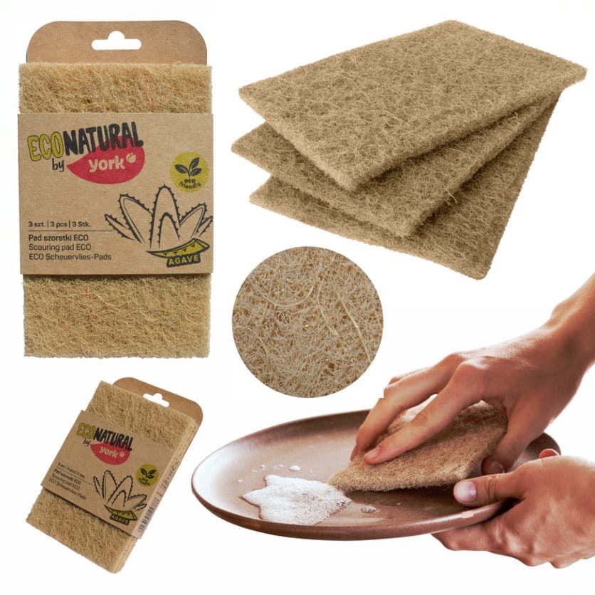 Zmywak pad kuchenny szorstki do usuwania zabrudzeń ECO NATURAL by YORK 3 sztuki