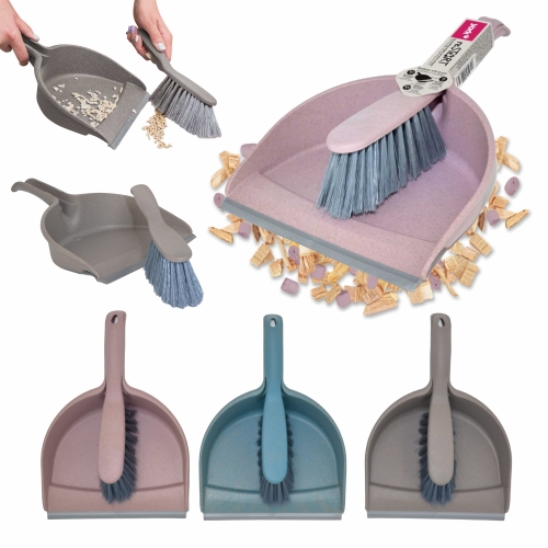 Zmiotka + szufelka z gumą YORK reSTART do zamiatania brudu okruchów kurzu włosów piasku produkt przyjazny środowisku plastik z recyklingu