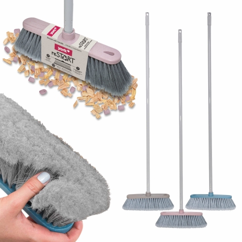 Miotła domowa YORK do zamiatania 31 cm reSTART + kij 120 cm produkt przyjazny środowisku plastik z recyklingu 