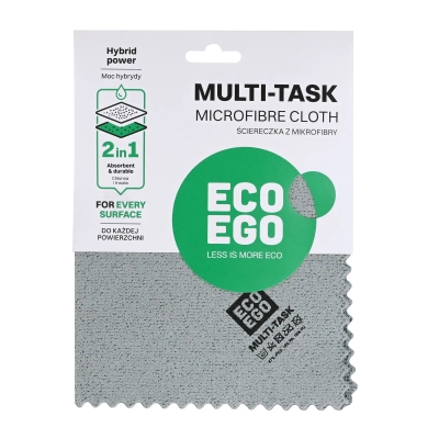 Ściereczka z mikrofibry MULTI TASK uniwersalna wielofunkcyjna do czyszczenia wycierania każdej powierzchni 35 x 35 cm moc hybrydy ekologiczna z recyklingu ECO EGO