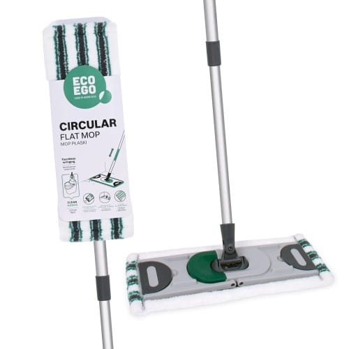 Mop płaski CIRCULAR  do mycia podłogi + trzonek teleskopowy aluminiowy 137 cm ekologiczny z recyklingu ECO EGO