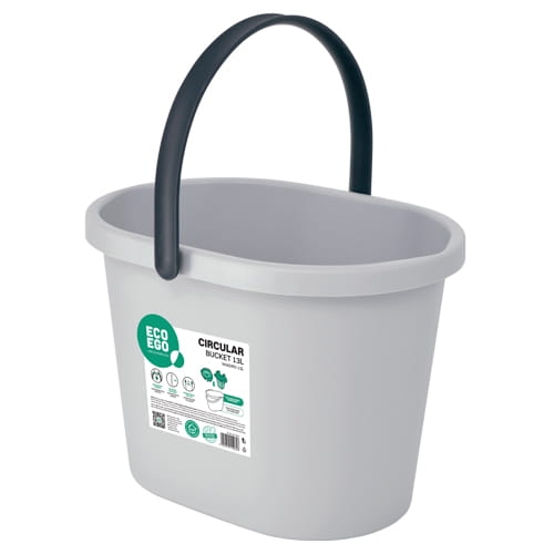 Wiadro prostokątne CIRCULAR 13 L z wewnętrzną miarką ergonomiczną rączką symetrycznymi wylewkami wytrzymałe ekologiczne z recyklingu ECO EGO