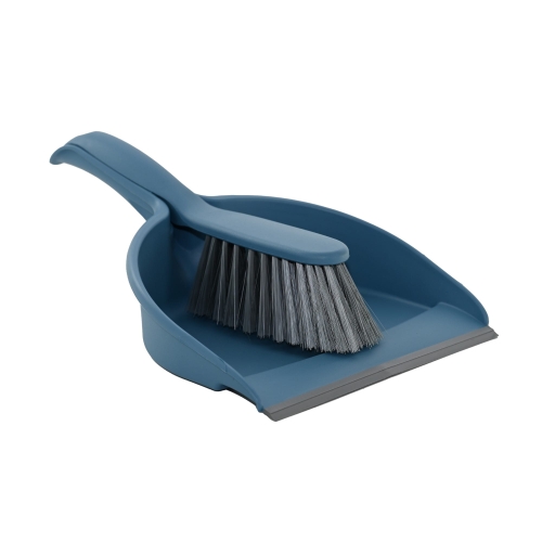 Gray dustpan with rubber lip and brush COMPACT