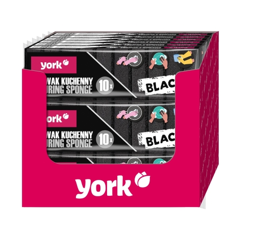 Zmywak kuchenny BLACK zmywaki myjki gąbki do mycia naczyń dwuwarstwowe czarne 8,8 x 5,8 x 2,9 cm 180 sztuk YORK