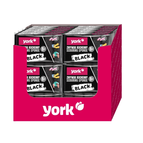 Zmywak kuchenny Maxi BLACK zmywaki myjki gąbki do mycia naczyń dwuwarstwowe czarne 9,5 x 6,8 x 2,9 cm 150 sztuk YORK