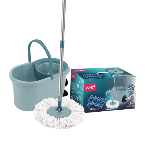  Mop YORK obrotowy do mycia podłóg POWER SPEED + wiadro z pedałem + kij teleskopowy
